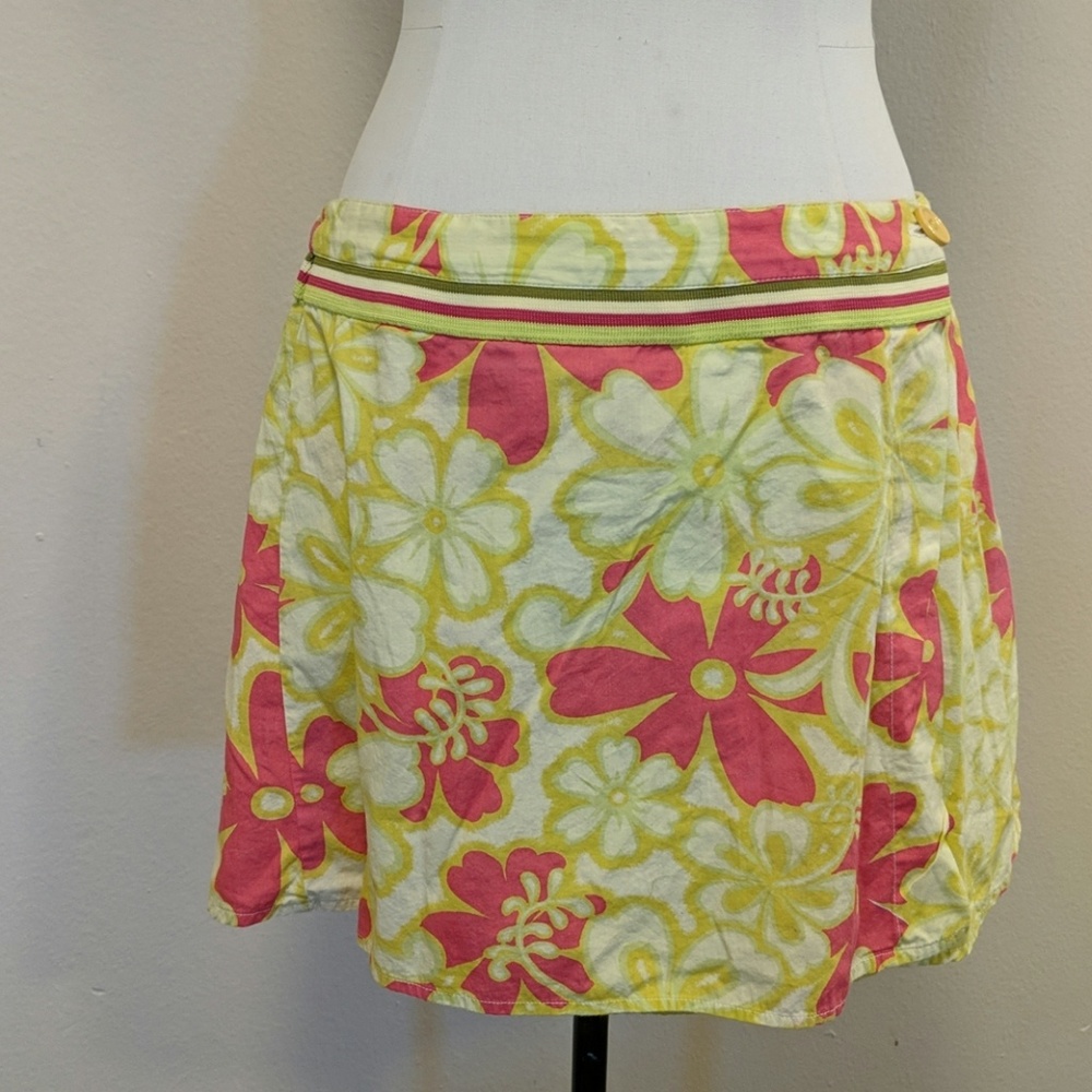 Mini wrap around cotton floral skirt